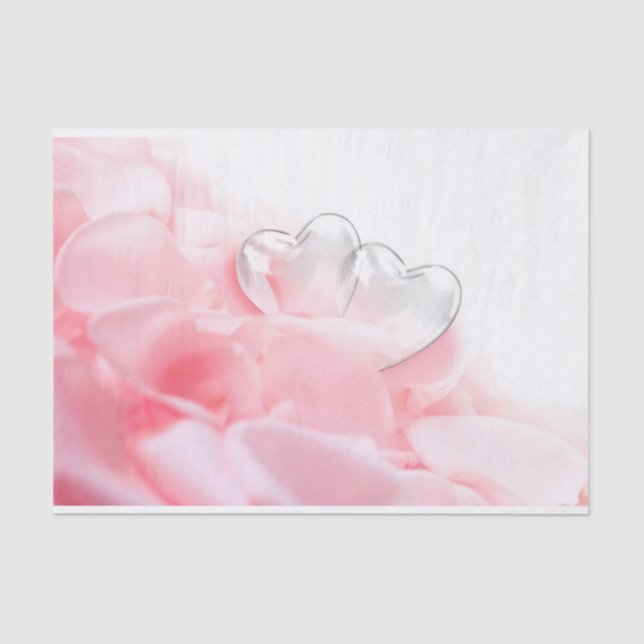Romantic Glass Hearts Rose Petals Tissue Paper (Front)