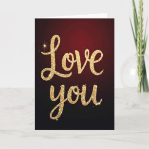 Romantic Glitter Script Love You Card