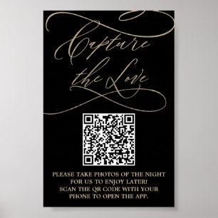 Romantic Gold and Black QR Code Capture the Love P Poster