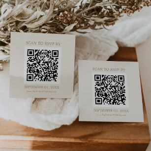 Romantic Gold and Ivory Coordinate QR Code RSVP Enclosure Card