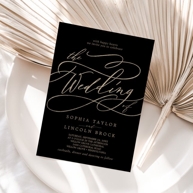 Romantic Gold Calligraphy | Black The Wedding Of Invitation (Creator Uploaded)
