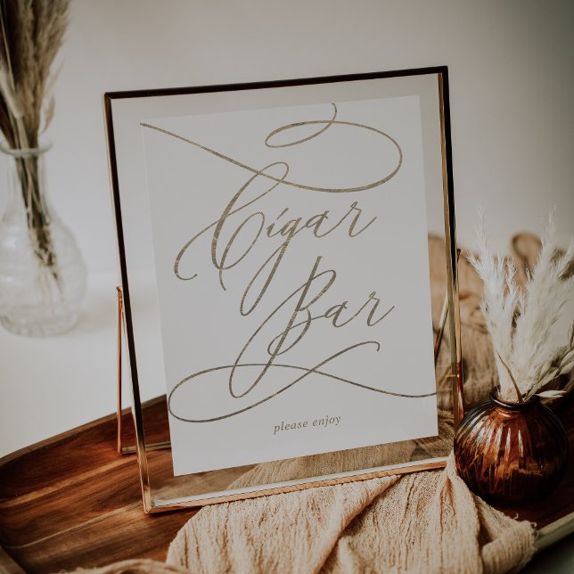 Romantic Gold Calligraphy Cigar Bar Sign (Creator Uploaded)