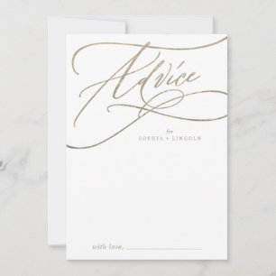 Romantic Gold Calligraphy   Flourish Wedding Advice Card