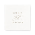 Romantic Gold Calligraphy Flourish Wedding Napkin