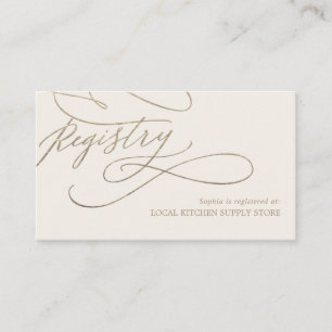 Romantic Gold Calligraphy   Ivory Gift Registry Enclosure Card