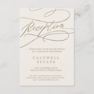 Romantic Gold Calligraphy   Ivory Reception Enclosure Card