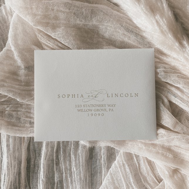 Romantic Gold Calligraphy | Ivory RSVP Envelope (Creator Uploaded)