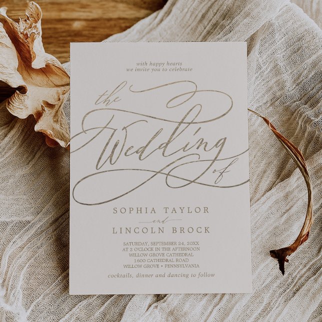 Romantic Gold Calligraphy | Ivory The Wedding Of Invitation (Creator Uploaded)