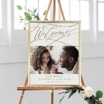 Romantic Gold Calligraphy Photo Welcome Wedding Poster<br><div class="desc">This romantic gold calligraphy photo welcome wedding poster is perfect for a simple wedding. The modern classic design features fancy swirls and whimsical flourishes with gorgeous elegant hand lettered faux champagne gold foil typography. Customize the poster with the name of the bride and groom, and the date of the wedding....</div>