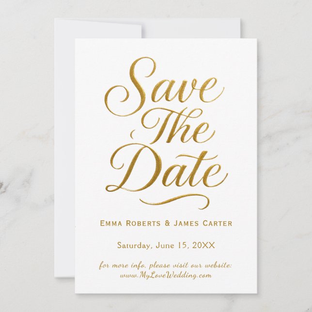 Romantic Gold Calligraphy Save the Date (Front)