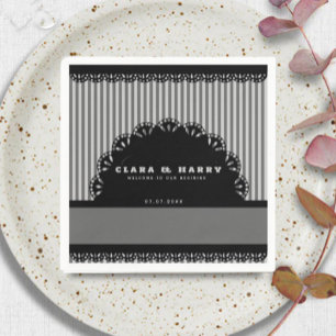 Romantic gold calligraphy vintage floral wedding napkin