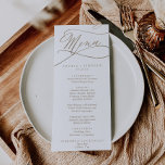 Romantic Gold Calligraphy Wedding Dinner Menu<br><div class="desc">This romantic gold calligraphy wedding dinner menu card is perfect for a simple wedding. The modern classic design features fancy swirls and whimsical flourishes with gorgeous elegant hand lettered faux champagne gold foil typography. This menu can be used for a wedding reception, rehearsal dinner, or any event. Please Note: This...</div>