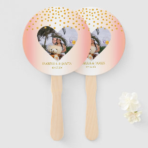 Romantic Gold Confetti on Rose Gold Personalized Hand Fan