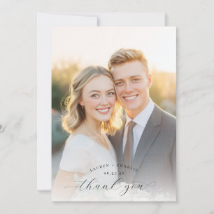 Romantic Gold Contemporary Photo Thank You Card
