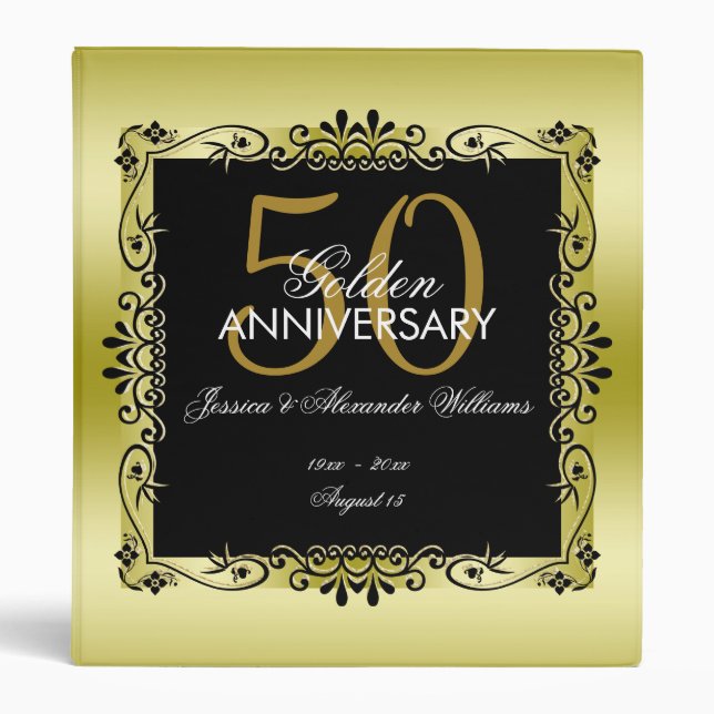 Romantic Gold Decorative Framed 50th Wedding Binder (Front)