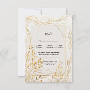 Romantic Gold & Eucalyptus Wedding RSVP Card