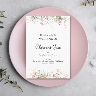 Romantic, gold floral Invitation