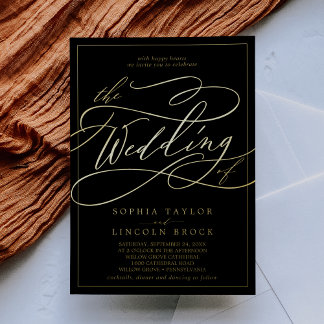 Romantic Gold Foil | Black Frame Wedding