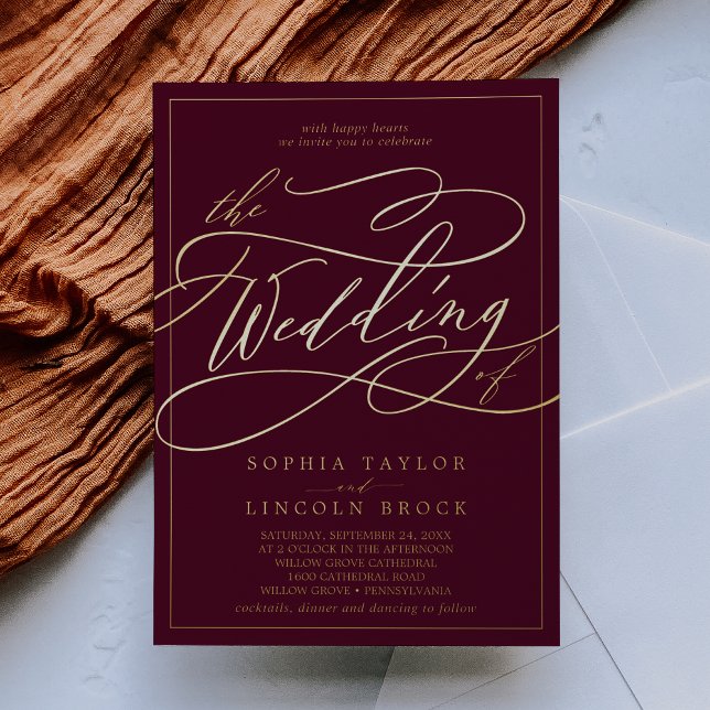 Romantic Gold Foil | Burgundy Frame Wedding (Creator Uploaded)