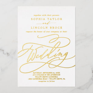 Romantic Gold Foil Calligraphy   Flourish Wedding