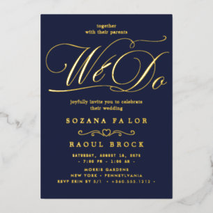 Romantic Gold Foil Emerald Flourish We Do Wedding