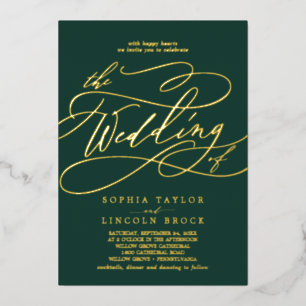 Romantic Gold Foil Emerald The Wedding Of