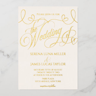 Romantic Gold Foil Flourish Calligraphy Wedding