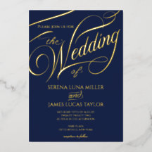 Romantic Gold Foil Flourish Calligraphy Wedding