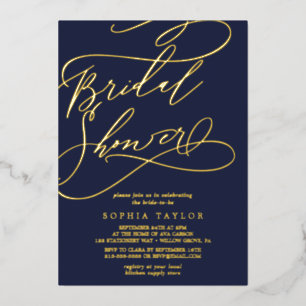 Romantic Gold Foil   Navy Blue Bridal Shower