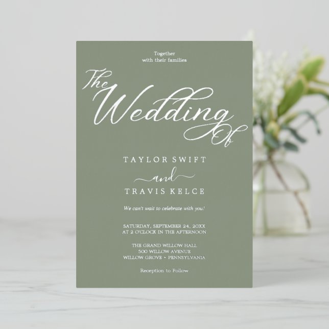 Romantic Gold Foil Sage Green Wedding  (Standing Front)