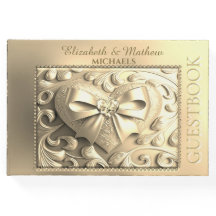 Romantic Gold Heart Satin Bow