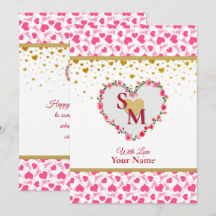 Romantic Gold Hearts Love Calligraphy Monogram