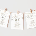 Romantic Gold Letter Table Number Seating Chart<br><div class="desc">These romantic gold letter table number seating chart cards are perfect for a simple wedding. The modern classic design features fancy swirls and whimsical flourishes with gorgeous elegant hand lettered faux champagne gold typography. The card prints on the front and back (double-sided).</div>