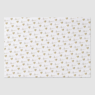 Romantic Gold Script Love Hearts Wedding    Tissue Paper