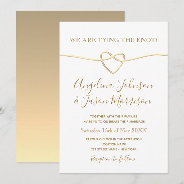 Romantic Gold Wedding Invitation (Front/Back)