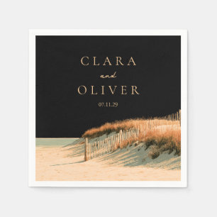 Romantic Golden Cape Cod Dune Grass Beach Wedding Napkin