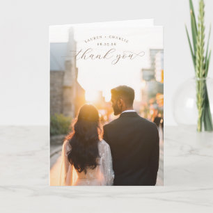Romantic Golden Contemporary Photo Thank You Card
