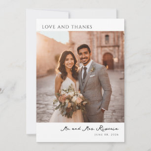 Romantic Golden Photo Thank You Card