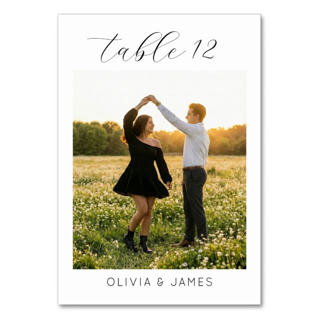 Romantic Golden Sunset Photo Table Number (Front)