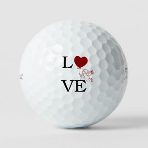 Romantic Golf Ball 'LOVE' Red Heart-Shaped Balloon