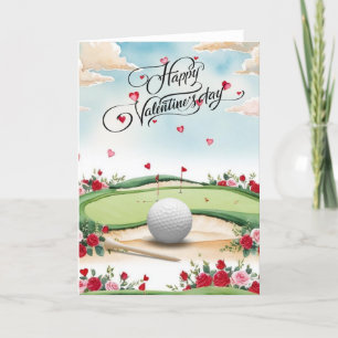 Romantic Golf Course with Roses – Watercolor  Holiday Card