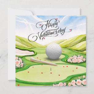 Romantic Golf Course with Roses – Watercolor Holiday Card