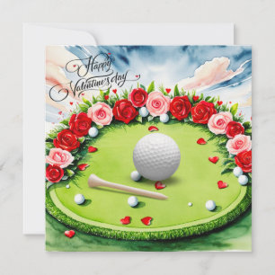 Romantic Golf Course with Roses – Watercolor  Holiday Card