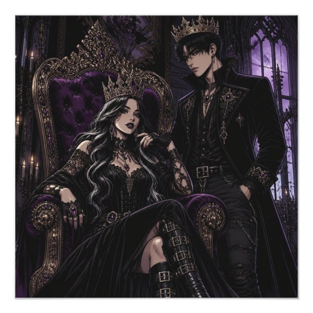 Romantic Goth King and Queen | Dark Aesthetic Poster (Front)