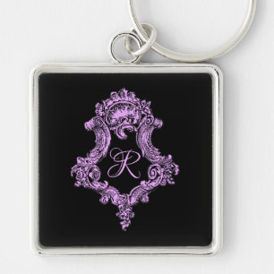 Romantic Goth Pink Monogram Keychain