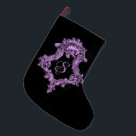 Romantic Goth Pink Monogram Large Christmas Stocking<br><div class="desc">Elegant,  ornate,  black and pink, romantic,  feminine,  vintage goth design with a monogram initial. Personalize it for yourself or as a great gift.</div>