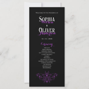 Romantic Gothic Black & Purple Wedding Program 