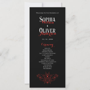 Romantic Gothic Black & Red Wedding Program 