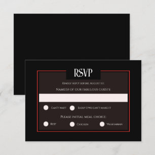 Romantic Gothic Black & Red Wedding Response Card