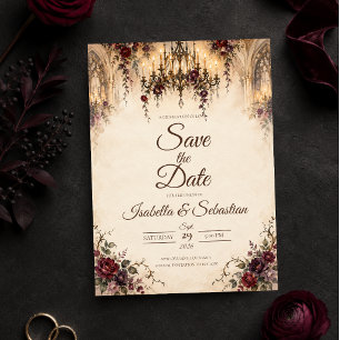 Romantic Gothic Chandelier Wedding Save The Date